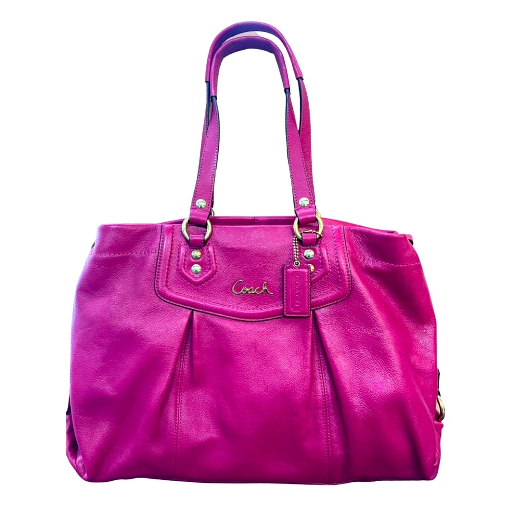 Pink leather Coach tote